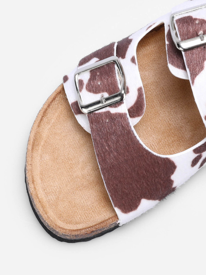 Mules double brides à motif animal