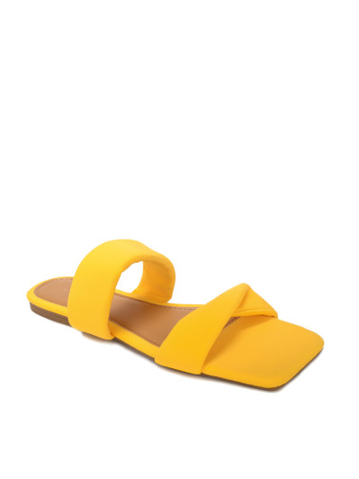 Mules jaunes à double brides