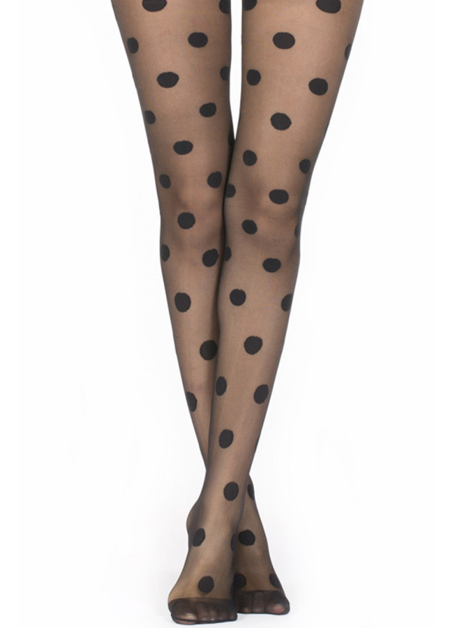 Collants semi-opaques noirs à pois