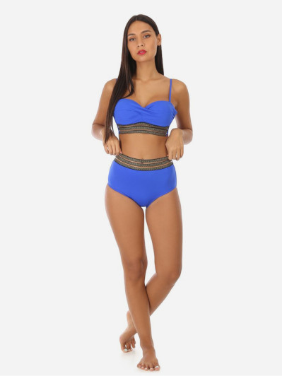 Maillot de bain 2 pièces bleu cobalt à motif Grecque