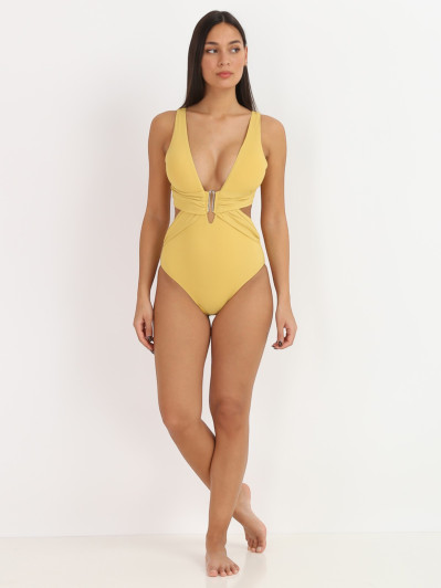 Maillot de bain jaune 1 pièce dos nu