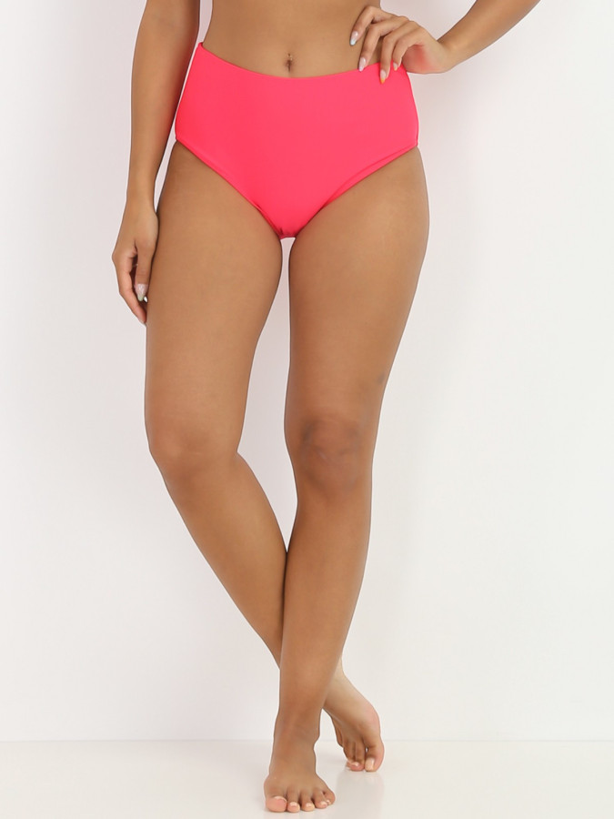 Bas de bikini rose taille haute