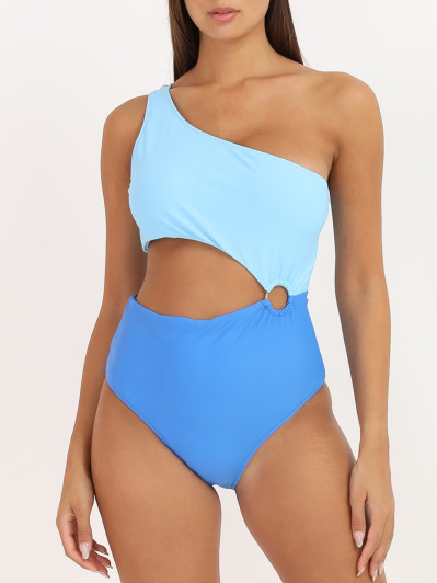Maillot de bain 1 pièce bicolore asymétrique