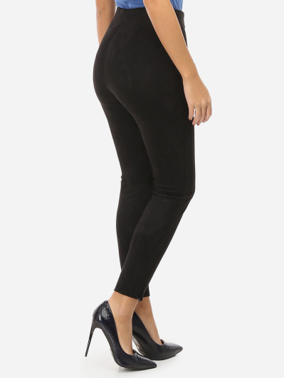 Legging noir en suédine avec surpiqures