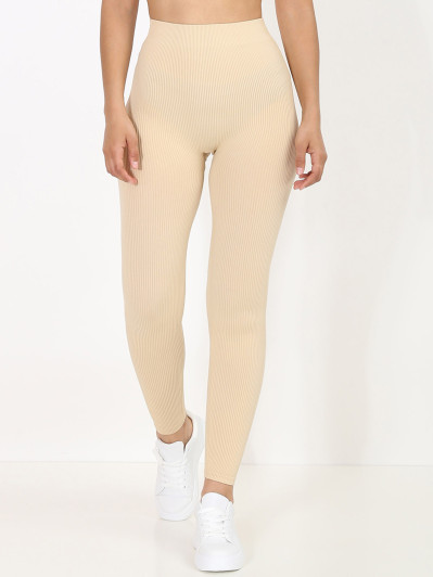 Legging beige côtelé femme pas cher la modeuse