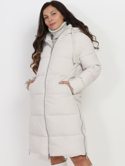 Doudoune oversize crème à zips