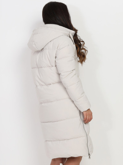 Doudoune oversize crème à zips