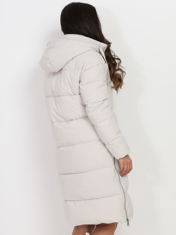 Doudoune oversize crème à zips