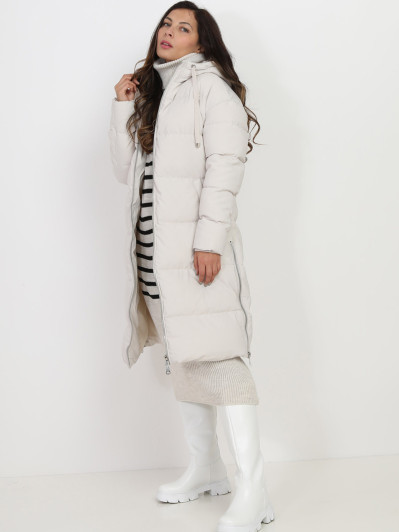 Doudoune oversize crème à zips