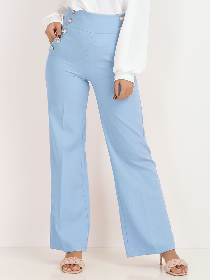 Pantalon palazzo bleu clair style officier