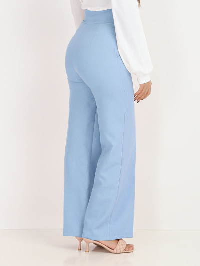 Pantalon palazzo bleu clair style officier