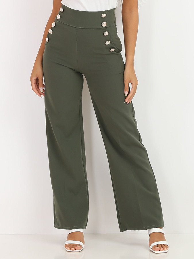 Pantalon palazzo kaki style officier