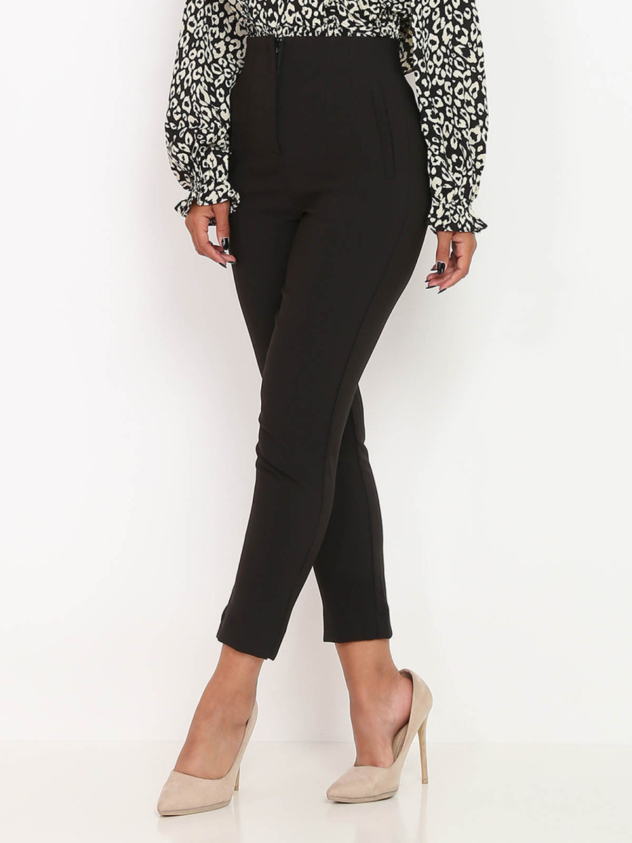 Pantalon droit noir taille haute