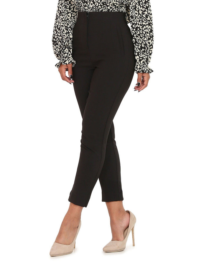Pantalon droit noir taille haute