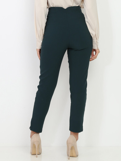 Pantalon droit vert foncé taille haute