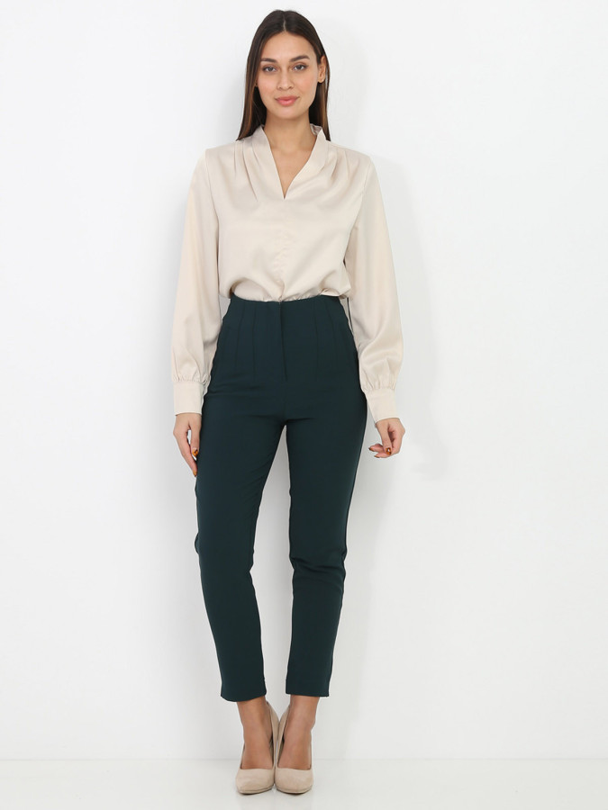 Pantalon droit vert foncé taille haute