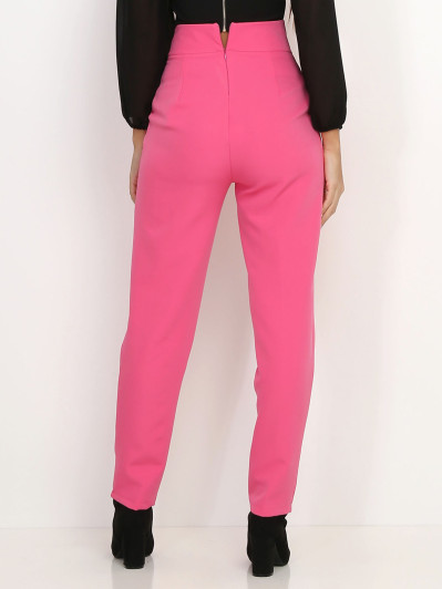 Pantalon droit fushia maxi taille haute