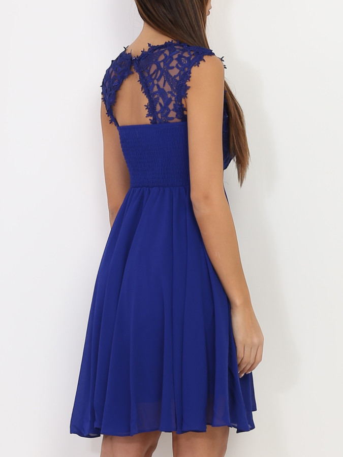 Robe à encolure dentelle grandes tailles