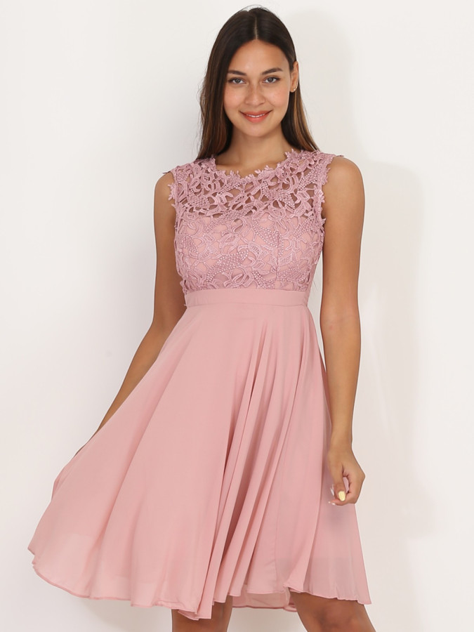 Robe à encolure dentelle grandes tailles