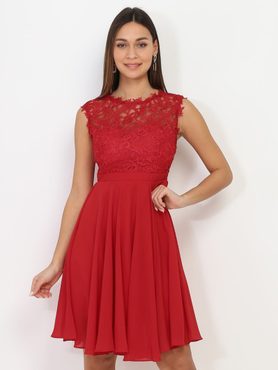 Robe à encolure dentelle grandes tailles