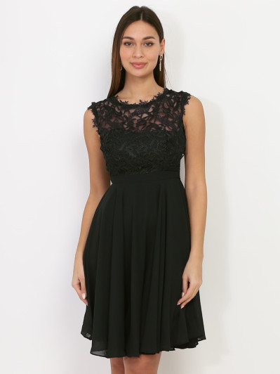 Robe à encolure dentelle grandes tailles