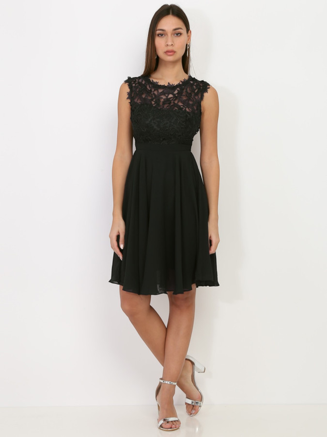 Robe à encolure dentelle grandes tailles