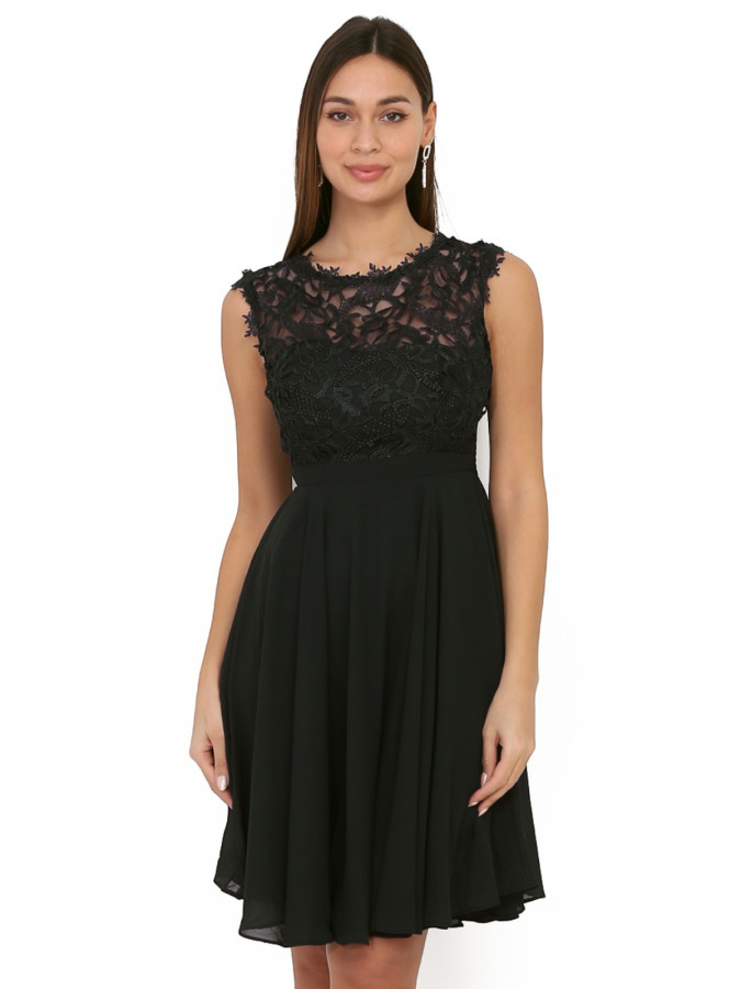 Robe à encolure dentelle grandes tailles