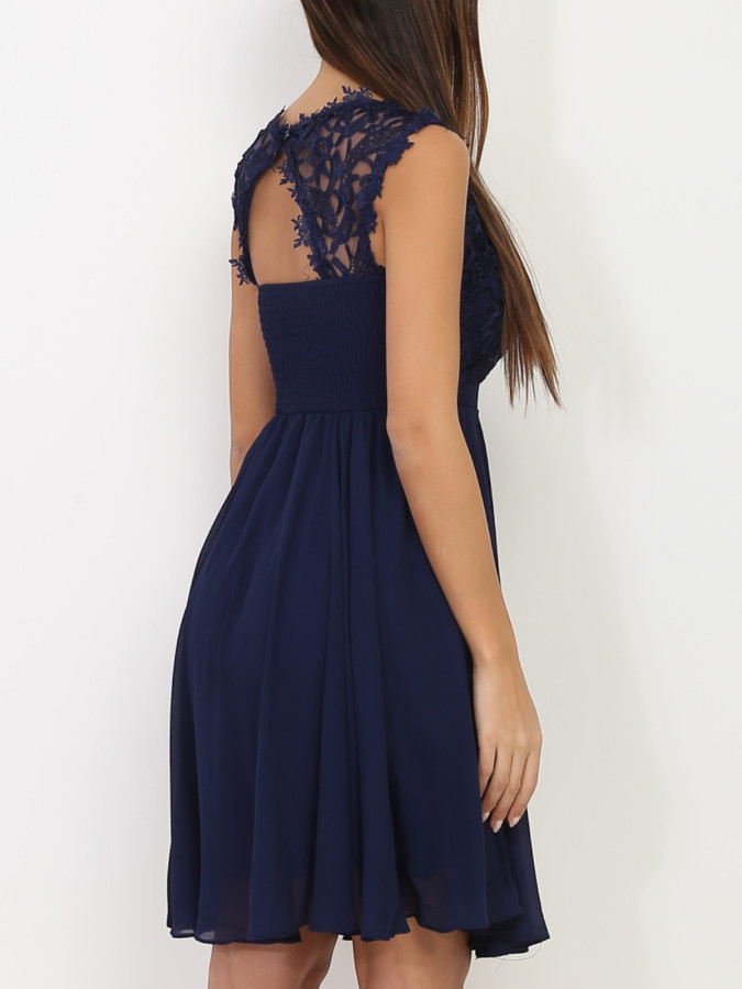 Robe à encolure dentelle grandes tailles