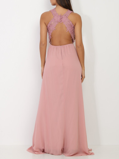 Robe longue à broderies fleuries