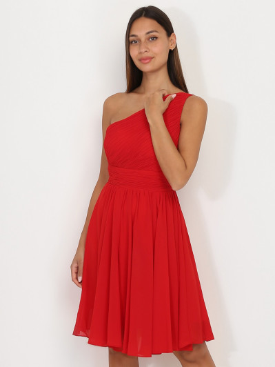 Robe asymétrique rouge drapée