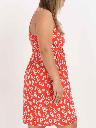 Robe orange à imprimé marguerites grandes tailles