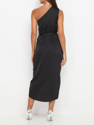 Robe asymétrique satinée noire