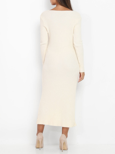 Robe gilet beige à boutons