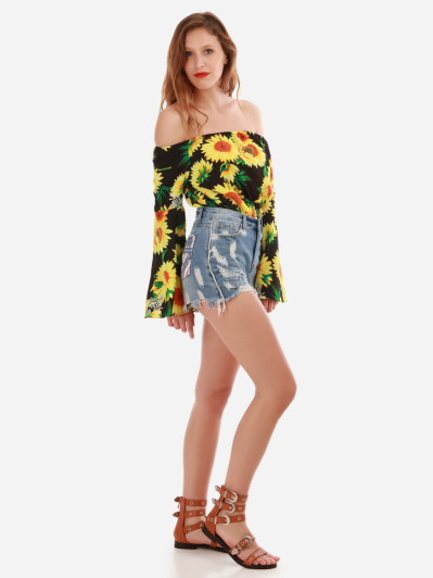 Short en jean bleu "let's go party" femme pas cher la modeuse