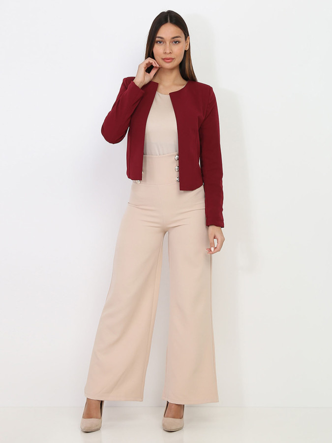 Veste courte bordeaux sans col pas chère la modeuse