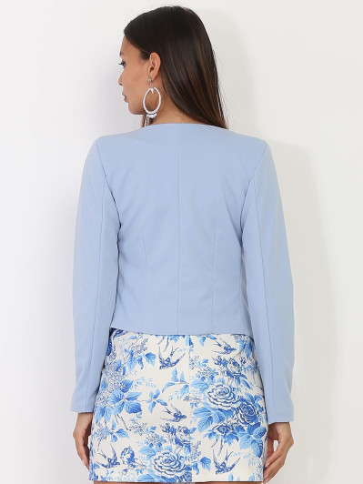 Veste courte bleu clair sans col