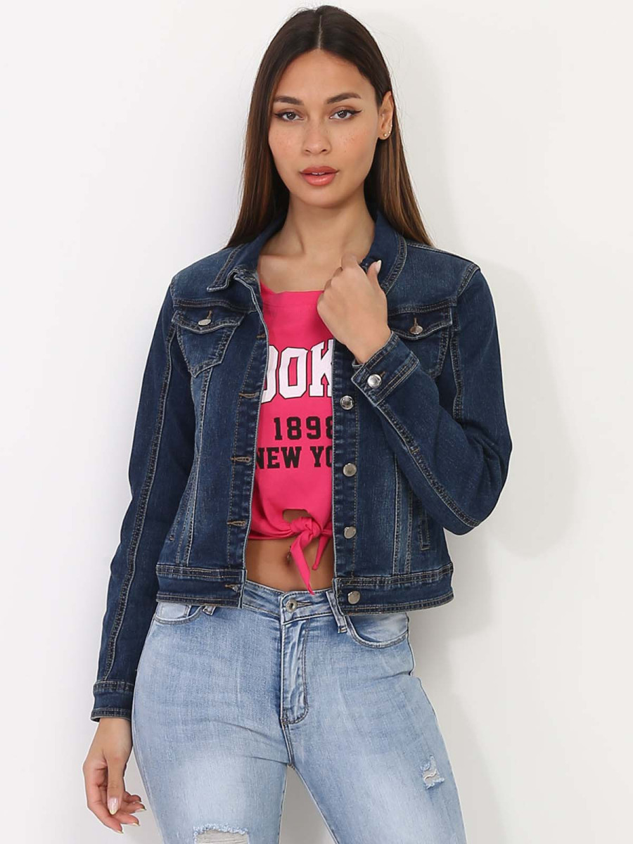 Veste en jean brut délavée