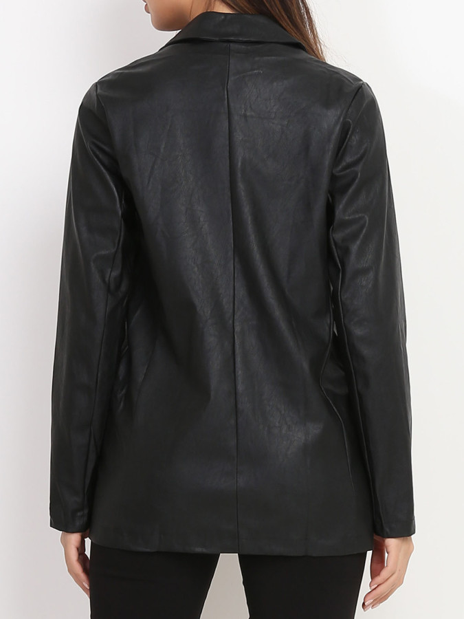 Veste blazer noire en simili cuir