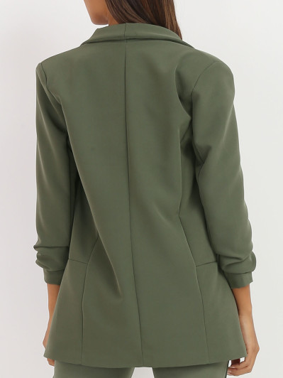 Veste blazer kaki à manches retroussées