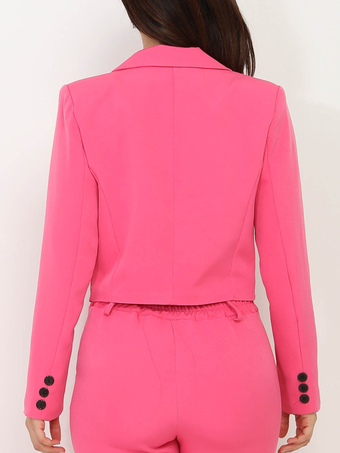 Blazer court fushia à boutons