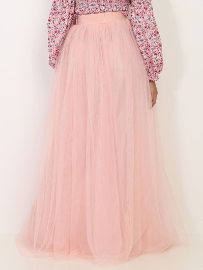 Jupe longue rose en tulle