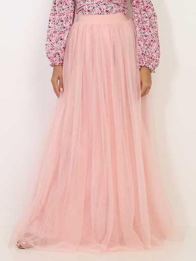 Jupe longue rose en tulle