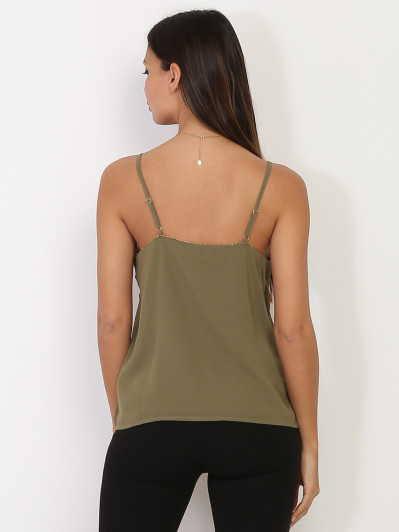 Caraco kaki avec liseré doré