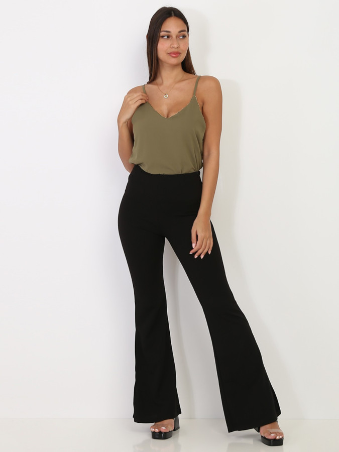 Caraco kaki avec liseré doré