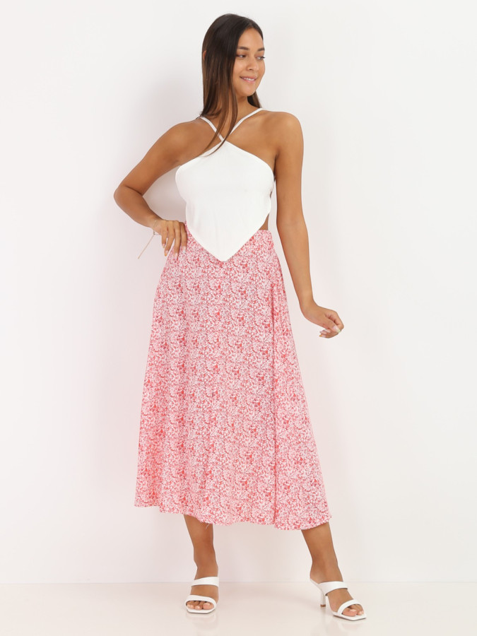 Top côtelé blanc effet bandana