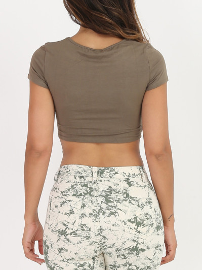 Crop top kaki froncé style corset