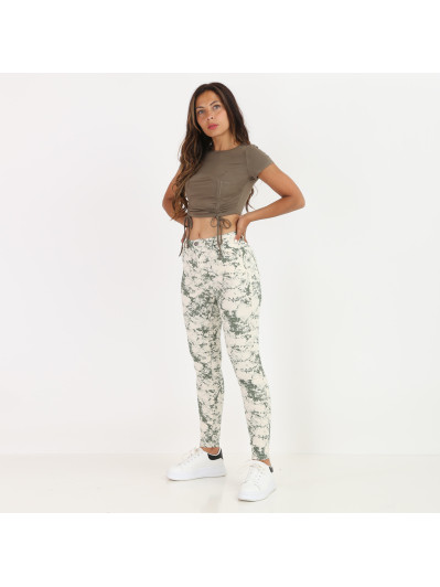 Crop top kaki froncé style corset