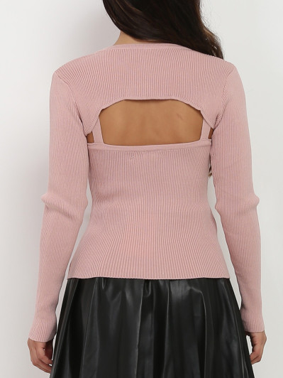 Top côtelé rose 2 en 1