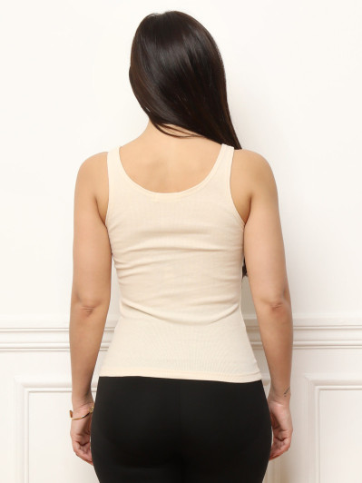 Débardeur côtelé beige