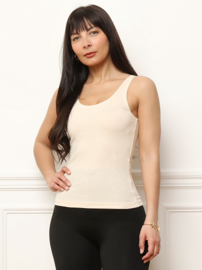 Débardeur côtelé beige